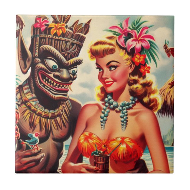 Carreau Vintage Tiki Pin-up (Devant)
