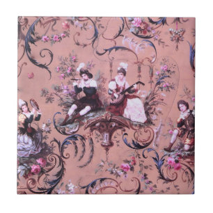 Carreau Vintage Toile rose Victorien Style Floral