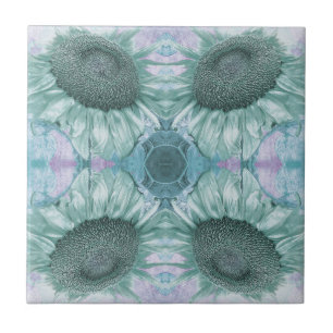 Carreau Vintage Tournesol vert violet Floral Art Nouveau