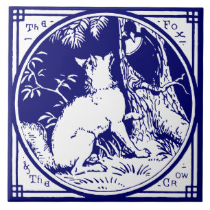 Carreau Vintage Victorian Era Fox & Crow Delft Blue