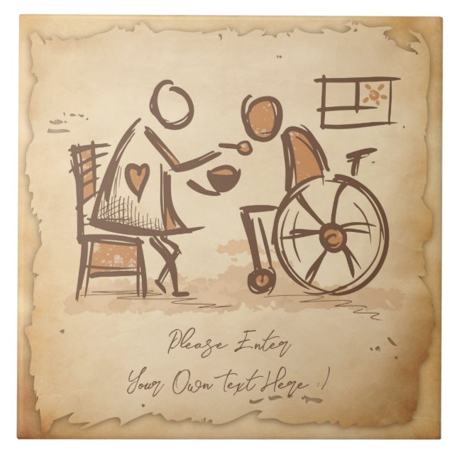 Carreau Vintage Vieux Mode Aide-soignant, Infirmière (Devant)