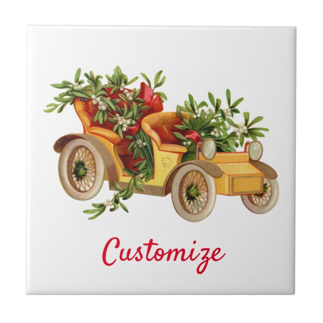 Carreau Vintage Voiture de Noël Mistletoe Thunder_Cove (Devant)
