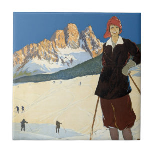Carreau Vintage voyage Cortina d'Ampezzo, Italie Alpes de 