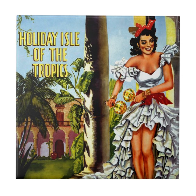 Carreau Vintage voyage de danseuse cubaine (Devant)