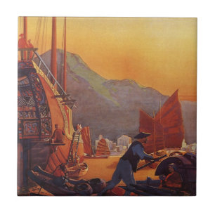 Carreau Vintage voyage, planez au-dessus des jonques à Hon