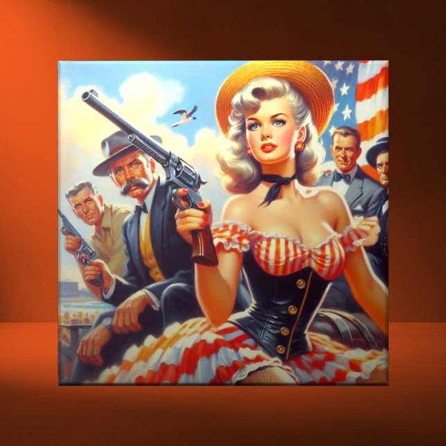 Carreau Vintage Western Pulp Girl (Créateur téléchargé)