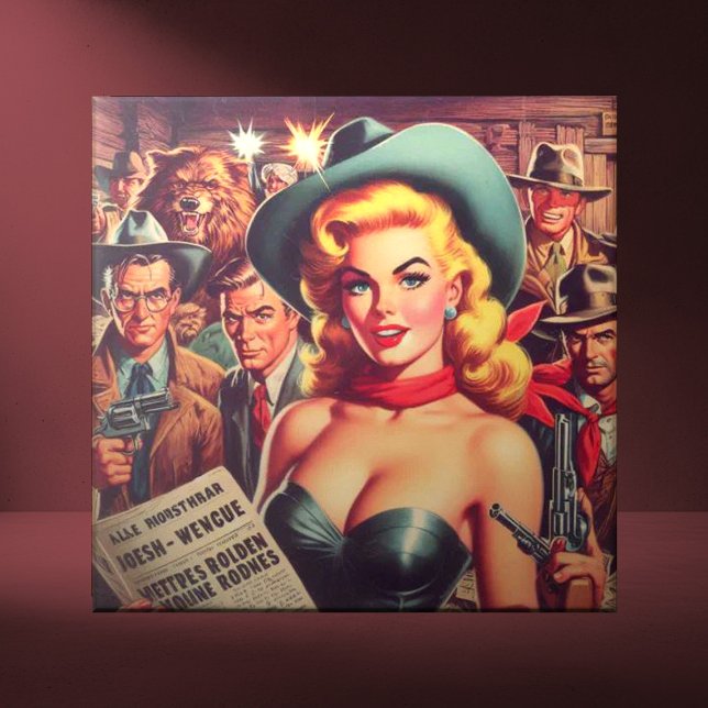 Carreau Vintage Western Pulp Girl (Créateur téléchargé)