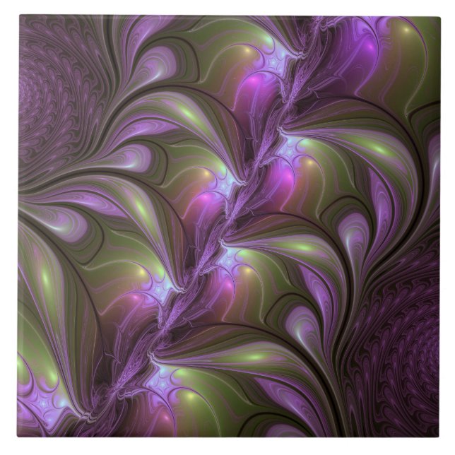 Carreau Violet Abstrait violet violet kaki fractal (Devant)