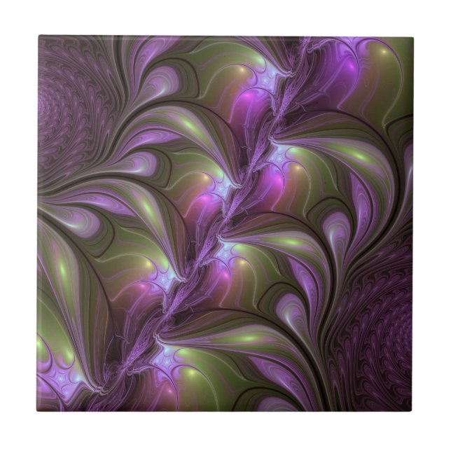 Carreau Violet Abstrait violet violet kaki fractal (Devant)