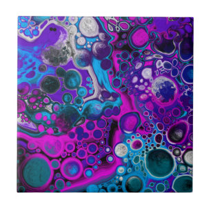 Carreau Violet, bleu moderne Abstrait Fluid Art Cellule de