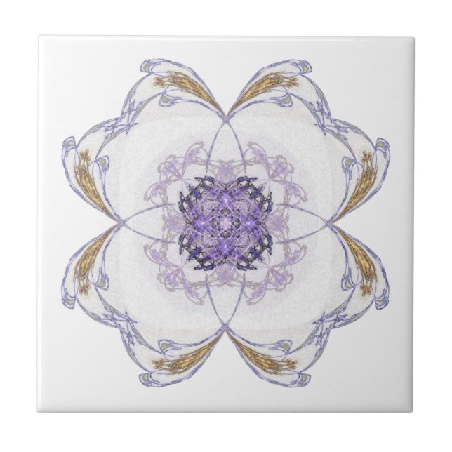 Carreau Violet et or Floral-Look Fractal Art (Devant)