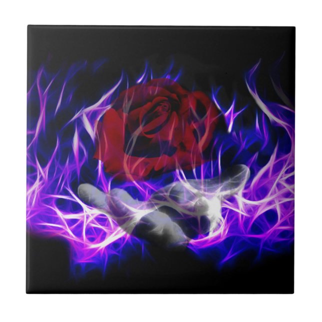 Carreau Violet flamme rose et la main des dieux (Devant)