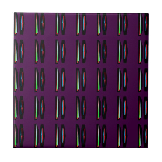 Carreau Violet foncé avec des rayures de couleurs profonde (Devant)