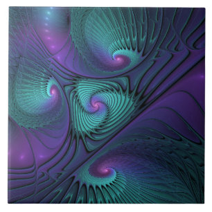 Carreau Violet Rencontre Turquoise Moderne Art Fractal Abs