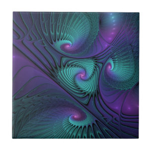 Carreau Violet Rencontre Turquoise Moderne Art Fractal Abs