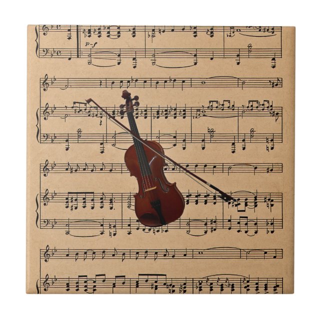Carreau Violon avec fond de partition (Devant)