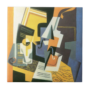 Carreau Violon et verre de Juan Gris, Cubisme Vintage