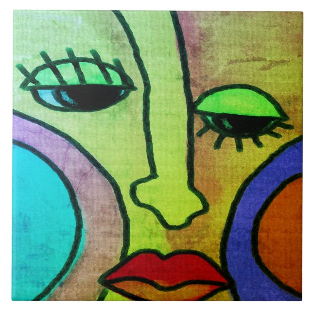 Carreau Visage Abstrait 1 peinture numérique (Devant)