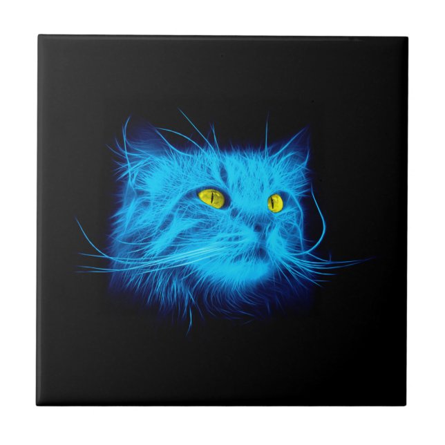 Carreau Visage de chat bleu (Devant)