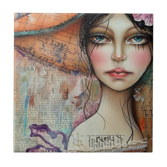 Carreau Visage de collage de scrapbook vintage (10) (Devant)