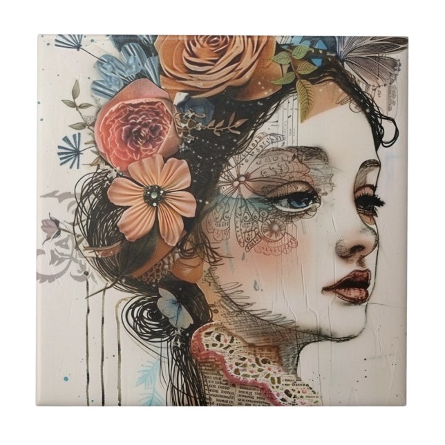 Carreau Visage de collage de scrapbook vintage (2) (Devant)