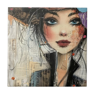 Carreau Visage de collage de scrapbook vintage (8)