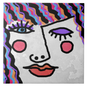 Carreau Visage de femme abstrait
