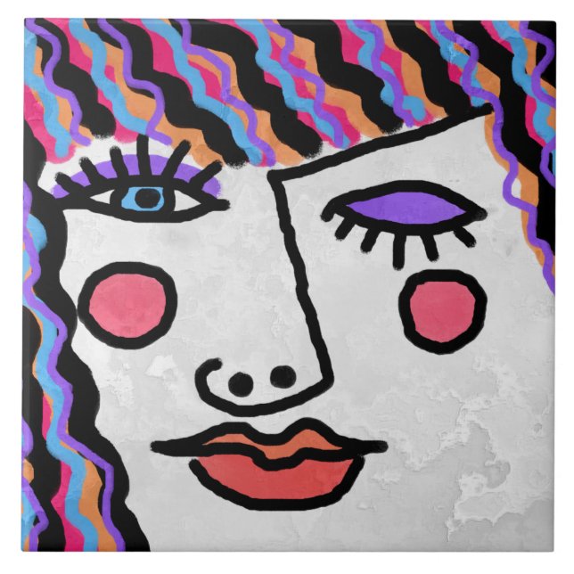 Carreau Visage de femme abstrait (Devant)
