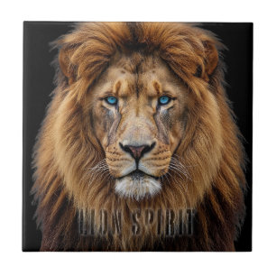 Carreau Visage de lion majestueux aux yeux bleus   Faune A