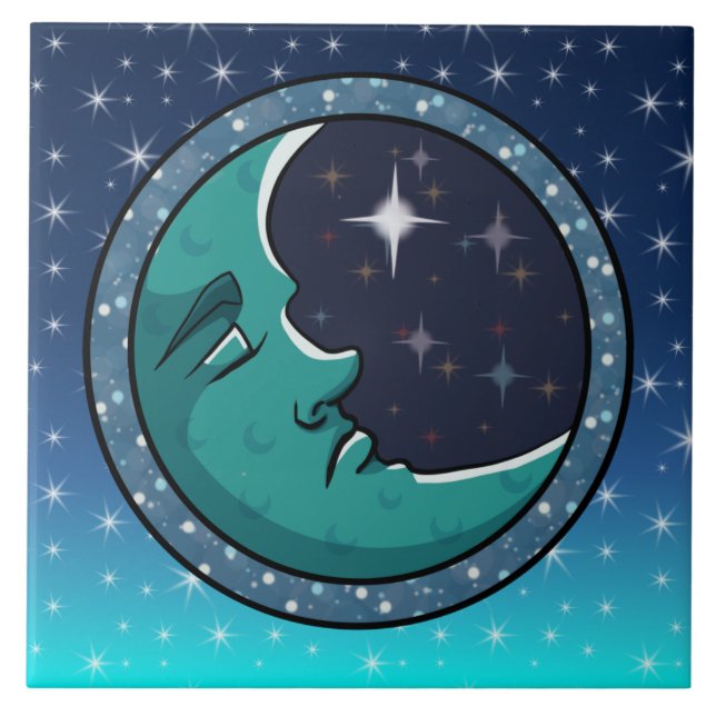 Carreau Visage d'Homme dans la Lune (Devant)