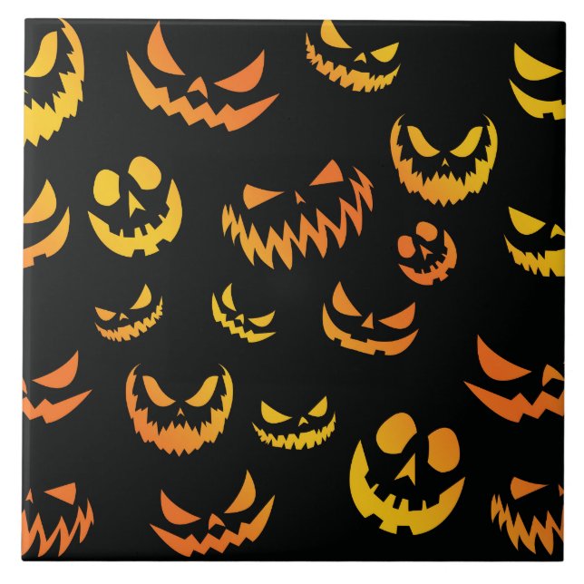 Carreau Visage du Citrouille Jack-o'-lantern (Devant)