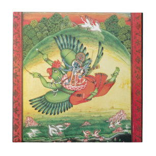 Carreau Vishnu et Lakshmi montant Garuda, le grand