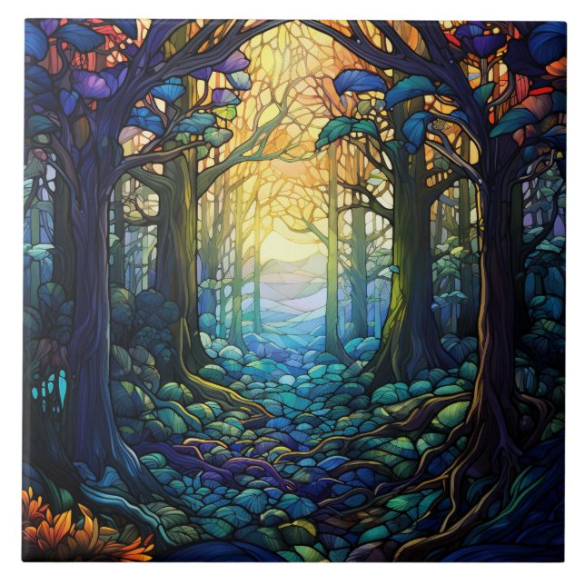 Carreau Vitrail de la forêt fantastique  (Devant)
