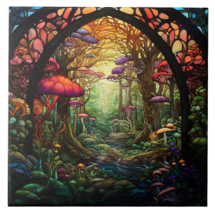 Carreau Vitrail de la forêt fantastique
