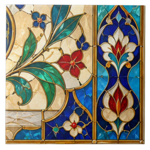 Carreau Vitre de couleur florale Tulipe de Damas et Ottoma