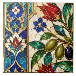 Carreau Vitreaux de Damas & Olive ottomane