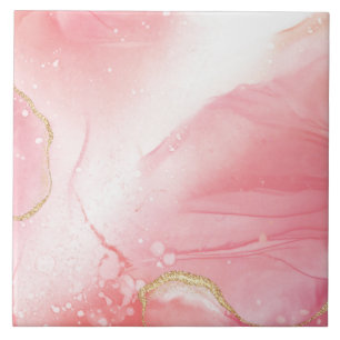 Carreau Vivant marbre rose et or Aquarelle
