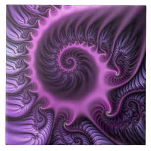 Carreau Vivid Cool Abstrait rose violet Fractal Art Spiral