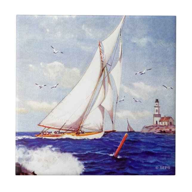 Carreau Voile Par le phare par Albert B. Marques (Devant)
