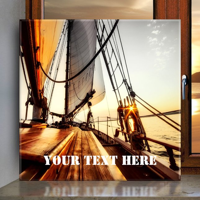 Carreau Voilier Nautique Maritime Carrelage en céramique (Tile featuring a sailboat on a sunny day. Great for a beach house or anyone who loves to sail.)