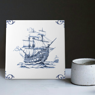 Carreau Voilier Schooner Frégate de Style Hollandais Delft