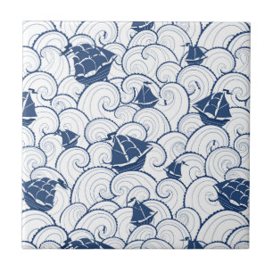 Carreau Voiliers sur le motif de mer