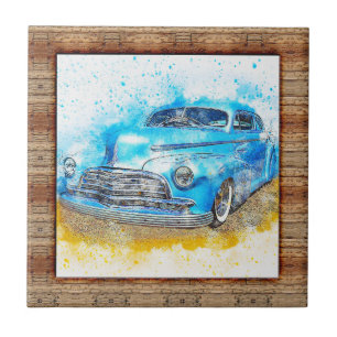 Carreau Voiture d'art Abstrait encadrée en bois