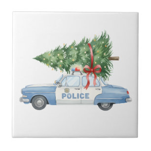 Carreau Voiture de Noël d'agent de police moderne