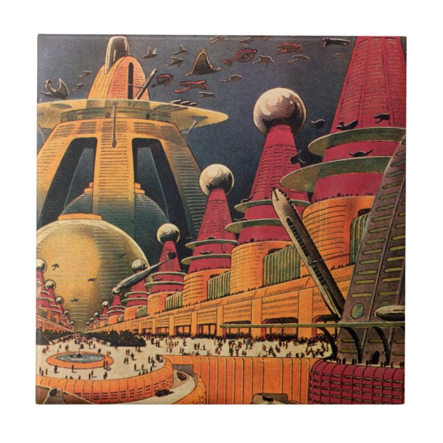 Carreau Voiture volant vintage de science fiction futurist (Devant)