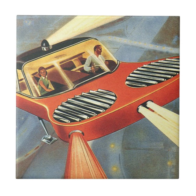 Carreau Voiture volante de science-fiction vintage (Devant)