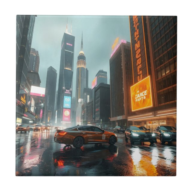 Carreau Voitures de ville de gratte-ciel Cyberpunk (Devant)