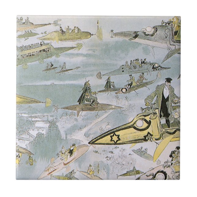 Carreau Voitures futuristes de science-fiction vintage, ta (Devant)