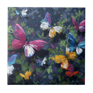 Carreau Vol de papillon abstrait vibrant (1)