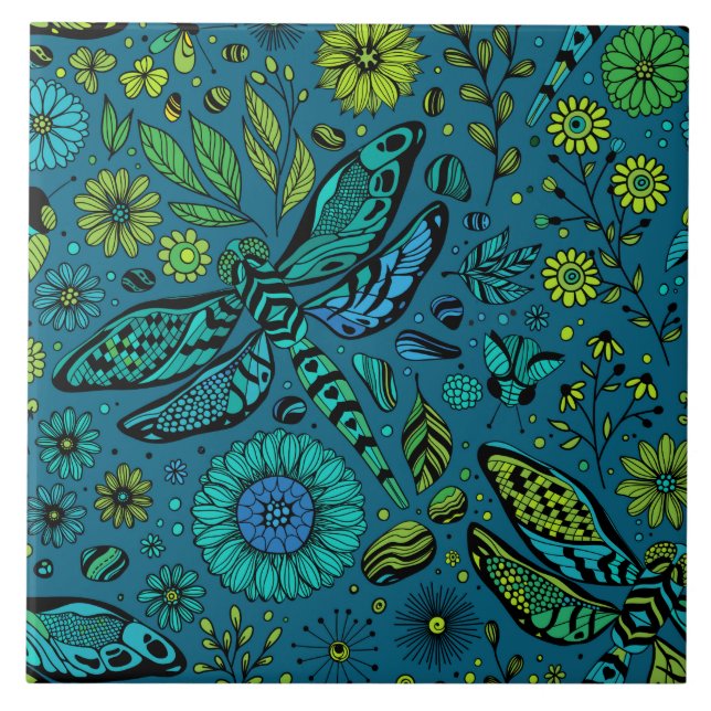 Carreau Voler, pilonner la libellule en bleu (Devant)